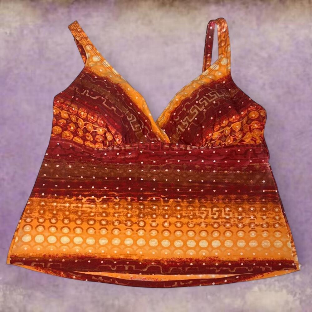 Orange and red christina tankini top